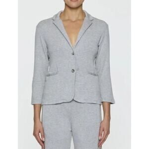 BLEUSALT white lensing modal ultra soft Schoolboy knit short blazer jacket top